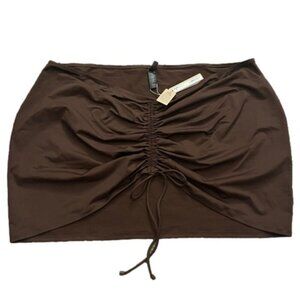 SKIMS Ruched Mini Skirt In Cocoa Brown Drawstring Front Plus Size 4X NWT MSRP 54